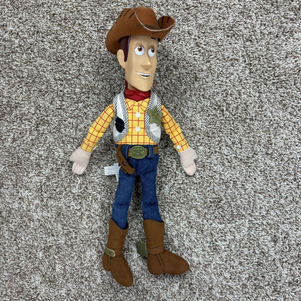 Disney Store Toy Story Woody Plush Doll 18" Vinyl Head Sheriff Cowboy Pixar